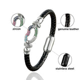 Colorful Zircon Lips Charm Bracelet Retro Leather Bangle