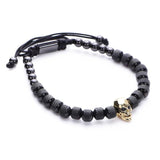Skull Charm Stainless Steel Bracelet Roman Numeral Bangle