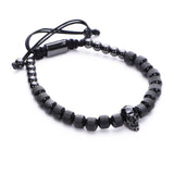 Skull Charm Stainless Steel Bracelet Roman Numeral Bangle