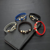Navy Style U-Shackle Bracelet Multilayer Leather Sport Buckle