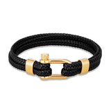 Navy Style U-Shackle Bracelet Multilayer Leather Sport Buckle
