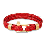 Navy Style U-Shackle Bracelet Multilayer Leather Sport Buckle
