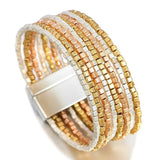 Metal Square Beads Charm Bracelet with Magnetic Clasp for Women
