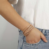 Metal Square Beads Charm Bracelet with Magnetic Clasp for Women