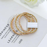 Metal Square Beads Charm Bracelet with Magnetic Clasp for Women