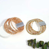 Metal Square Beads Charm Bracelet with Magnetic Clasp for Women