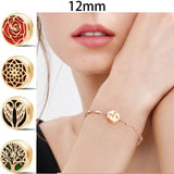 12mm Stainless Steel Butterfly Oil Diffuser Rose DIY Glass Locket Bracelet