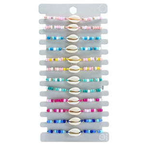 12pcs Shell Flower Rope Bracelets Set Colorful Beads Charm Bracelet