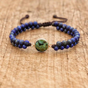 African Jasper Lapis Charm Bracelet String Braided Yoga Friendship Jewelry