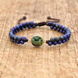 African Jasper Lapis Charm Bracelet String Braided Yoga Friendship Jewelry