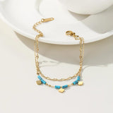 YACHAN Double Layer Chains Bracelet 14K Plated Clouds Charms Jewelry