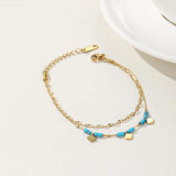 YACHAN Double Layer Chains Bracelet 14K Plated Clouds Charms Jewelry
