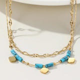 YACHAN Double Layer Chains Bracelet 14K Plated Clouds Charms Jewelry