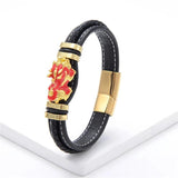 Enamel Pixiu Lucky Leather Rope Charm Bracelet