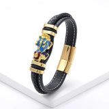 Enamel Pixiu Lucky Leather Rope Charm Bracelet