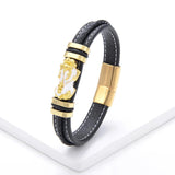 Enamel Pixiu Lucky Leather Rope Charm Bracelet