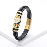 Enamel Pixiu Lucky Leather Rope Charm Bracelet