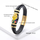 Enamel Pixiu Lucky Leather Rope Charm Bracelet