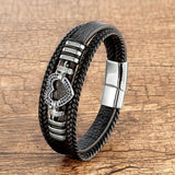 Men's Retro Style Leather Bracelet with Heart Charm