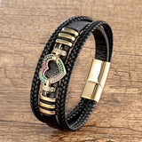 Men's Retro Style Leather Bracelet with Heart Charm
