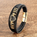 Men's Retro Style Leather Bracelet with Heart Charm
