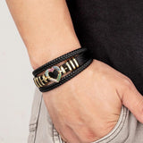Men's Retro Style Leather Bracelet with Heart Charm