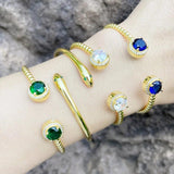 Green Stone Snake Cuff Bracelet Jewelry