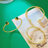Green Stone Snake Cuff Bracelet Jewelry