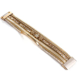Rivet Studded Rhinestone Stars Leather Wrap Bracelet for Women