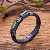 Red Tiger Eye Bracelet Geometric Shape Stainless Steel Men's Jewelry