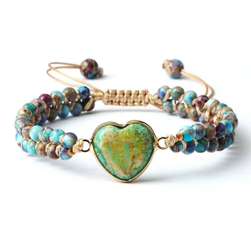 Boho Yoga Bracelet Heart Shape Charm Wrap Beads Bracelets&Bangles