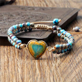 Boho Yoga Bracelet Heart Shape Charm Wrap Beads Bracelets&Bangles