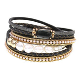 Leather Bracelets for Women with Fresh Water Pearls Charm