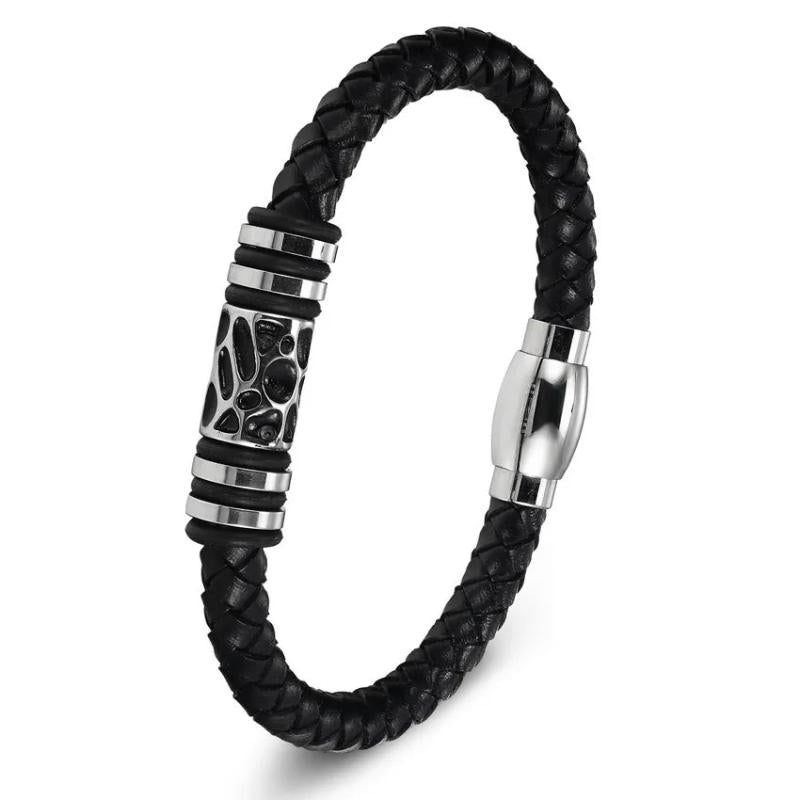 Stainless Steel Leather Bracelets Punk Style Charm Jewelry