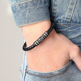 Stainless Steel Leather Bracelets Punk Style Charm Jewelry