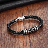 Stainless Steel Leather Bracelets Punk Style Charm Jewelry
