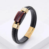 Square Tiger Eye Bracelet Stainless Steel Magnetic Buckle Natural Stone Jewelry