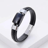 Square Tiger Eye Bracelet Stainless Steel Magnetic Buckle Natural Stone Jewelry