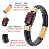 Square Tiger Eye Bracelet Stainless Steel Magnetic Buckle Natural Stone Jewelry