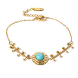 Vintage Turquoise Charms Bracelet 14K Gold-Plated Waterproof Jewelry