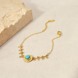 Vintage Turquoise Charms Bracelet 14K Gold-Plated Waterproof Jewelry
