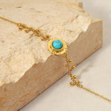 Vintage Turquoise Charms Bracelet 14K Gold-Plated Waterproof Jewelry