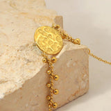 Vintage Turquoise Charms Bracelet 14K Gold-Plated Waterproof Jewelry