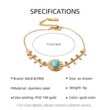 Vintage Turquoise Charms Bracelet 14K Gold-Plated Waterproof Jewelry
