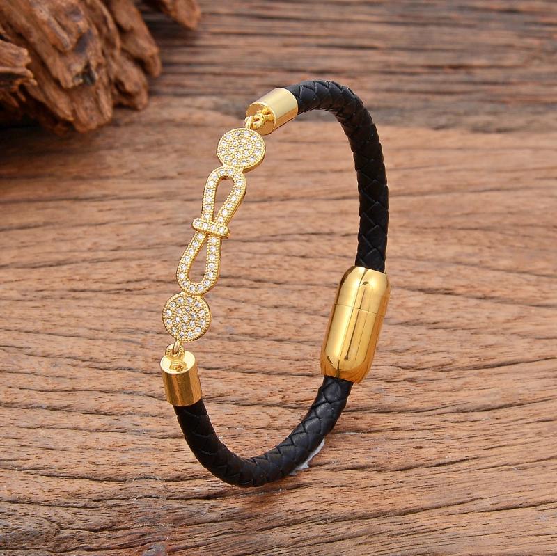 Zircon Bracelet Leather Rope Bangle for Women