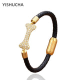 Zircon Bracelet Leather Rope Bangle for Women