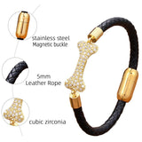 Zircon Bracelet Leather Rope Bangle for Women