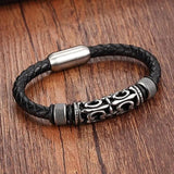 Punk Bracelet with Stainless Steel Magnet Buckle for Men