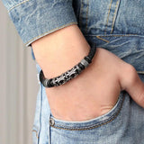 Punk Bracelet with Stainless Steel Magnet Buckle for Men