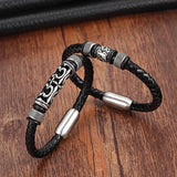 Punk Bracelet with Stainless Steel Magnet Buckle for Men
